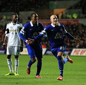 Images Dated 22nd December 2013: Ross Barkley's Double Strike: Everton's Exhilarating 2-1 Win Against Swansea City (December 22)
