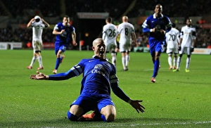 Swansea City 1 V Everton 2 : Liberty Stadium : 22-12-2013 Prints: Ross Barkley's Double Stunner: Everton's Exhilarating 2-1 Win Over Swansea City (December 22)