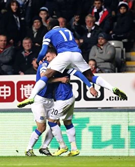 Images Dated 25th March 2014: Ross Barkley's Thrilling Goal: Everton's 3-0 Victory Over Newcastle United
