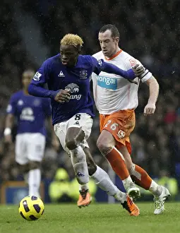 05 February 2011 Everton V Blackpool Prints: Saha vs. Adam: A Premier League Battle at Goodison Park - Everton vs