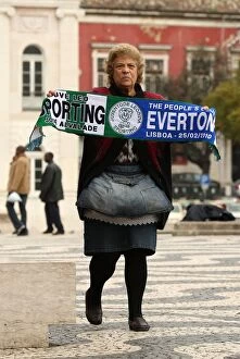 Images Dated 25th February 2010: A Sea of Blue: Everton Fans Gather in Lisbon for Europa League Clash Against Sporting