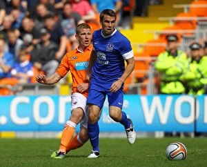 Images Dated 5th August 2012: Seamus Coleman Honors Keith Southern at Blackpool vs. Everton (Bloomfield Road Testimonial)