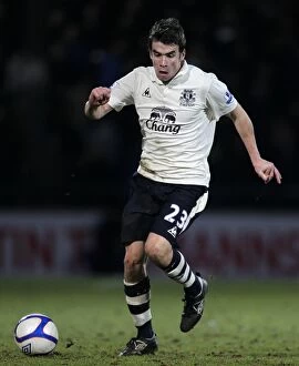 Images Dated 8th January 2011: Seamus Coleman Leads Everton in FA Cup Battle against Scunthorpe United (08 January 2011)