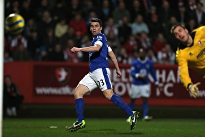 FA Cup : Round 3 : Cheltenham Town 1 V Everton 5 : Whaddon Road : 07-01-2013 Prints: Seamus Coleman Scores Everton's Fourth Goal in FA Cup Third Round Against Cheltenham Town (07-01-2013)