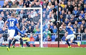 Images Dated 23rd August 2014: Seamus Coleman Scores Opening Goal: Everton vs. Arsenal, Barclays Premier League - Goodison Park