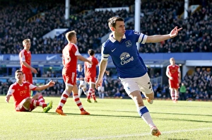 Everton 2 V Southampton 1 : Goodison Park : 29-12-2013 Prints: Seamus Coleman's Game-Winning Goal: Everton's Premier League Triumph Over Southampton (29-12-2013)