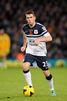 Seamus Coleman's Intense Face-off in the Scoreless Everton vs. Crystal Palace Clash at Selhurst Park (09-11-2013)