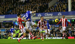 Everton 4 V Stoke City 0 : Goodison Park : 30-11-2013 Prints: Seamus Coleman's Strike: Everton's Second Goal in Dominant 4-0 Victory over Stoke City (Nov 30)