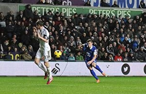 Images Dated 22nd December 2013: Seamus Coleman's Stunning Opener: Everton's Victory Kickoff vs Swansea City (Dec 22, 2013)
