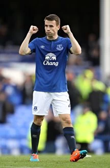 Images Dated 18th October 2014: Seamus Coleman's Triumph: Everton's Victory over Aston Villa at Goodison Park
