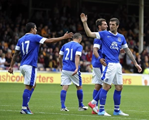 Season 2012-13 Prints: Shane Duffy's Goal and Exuberant Celebration with Everton Team-mates in Pre-Season Friendly against Motherwell