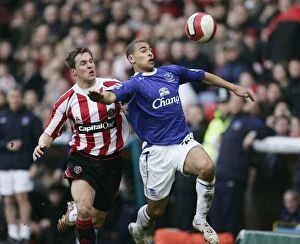 Images Dated 3rd March 2007: Sheffield United v Everton - James Vaughan in action against Phil Jagielka