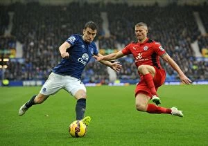 Images Dated 22nd February 2015: Sliding Showdown: Coleman vs. Konchesky at Goodison Park