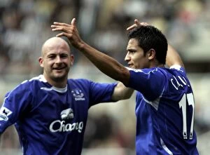 Images Dated 24th September 2006: St James Park - 24 / 9 / 06 Tim Cahill - Everton celebrates his goal for 1-1