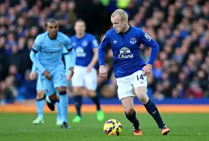 Steven Naismith in Action: Everton vs Manchester City, Barclays Premier League at Goodison Park