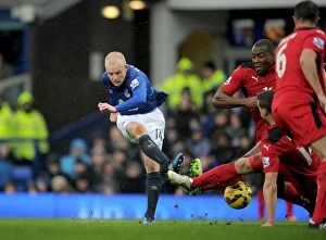 Images Dated 22nd February 2015: Steven Naismith Scores First: Everton vs Leicester City, Barclays Premier League, Goodison Park