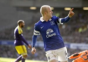 Images Dated 16th February 2014: Steven Naismith's Brace: Everton's FA Cup Victory over Swansea City (16-02-2014)