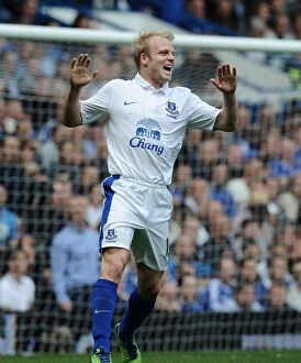Images Dated 19th May 2013: Steven Naismith's Stunner: Everton's Historic First Goal vs. Chelsea in 2012-13 Premier League