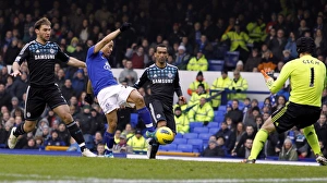 Framed Print : Steven Pienaar Scores the Opener: Everton vs. Chelsea, Barclays Premier League (11 February 2012)