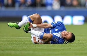 Images Dated 9th May 2010: Steven Pienaar's Heartbreaking Injury: Everton FC vs Portsmouth, Barclays Premier League