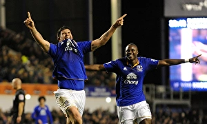 FA Cup - Round 4 - Everton V Fulham - 27 January 2012 Prints: Stracqualursi and Gueye Celebrate First Goal for Everton against Fulham in FA Cup