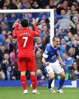 Images Dated 28th October 2012: Suarez's Disappointment as Osman Scores: Everton vs Liverpool, Barclays Premier League (28-10-2012)