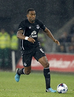 Full Length Prints: Sylvain Distin in Action: Everton vs Swansea City - Capital One Cup Third Round