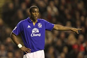 Images Dated 13th March 2012: Sylvain Distin at Anfield: Everton's Defiant Stand against Liverpool (13 March 2012)