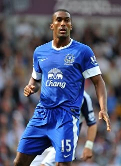 Images Dated 1st September 2012: Sylvain Distin's Lead: Everton's Unforgettable 2-0 Victory over West Bromwich Albion (September 1)