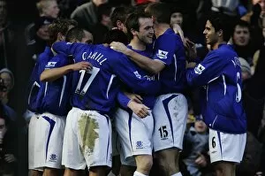 Everton v Aston Villa Gallery: Team Celebration