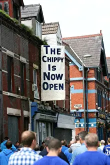 Thrilled Everton Fans Gathering Outside Goodison Park Ahead of Everton vs. Wolverhampton Wanderers Premier League Clash (2010)
