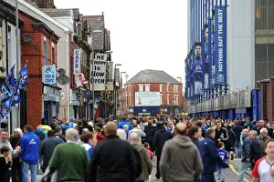 Carling Cup Prints: Thrilled Everton FC Fans Gathering Outside Goodison Park Before Everton vs