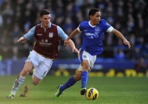 Everton 3 V Aston Villa 3 : Goodison Park : 02-02-2013 Prints: Thrilling 3-3 Draw: Pienaar vs Clark at Goodison Park - Everton vs Aston Villa (Barclays Premier League)
