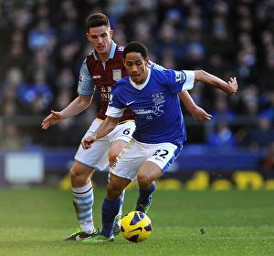 Everton 3 V Aston Villa 3 : Goodison Park : 02-02-2013 Prints: Thrilling 3-3 Draw: Everton's Pienaar vs Villa's Clark (Barclays Premier League)