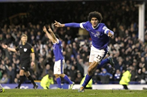 Everton 3 V Aston Villa 3 : Goodison Park : 02-02-2013 Prints: Thrilling 3-3 Draw: Marouane Fellaini's Header at Goodison Park - Everton vs Aston Villa (February 2)