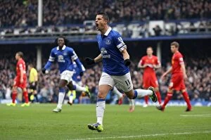 Everton 3 v Liverpool 3 : Goodison Park : 23-11-2013 Collection: Thrilling 3-3 Draw: Mirallas's Euphoric Goal Celebration (Everton vs Liverpool, Goodison Park, 2013)