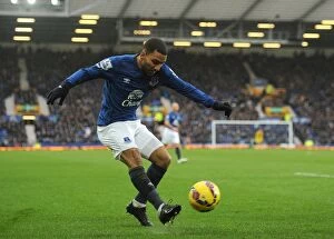 Everton v Leicester City - Goodison Park Collection: Thrilling Action: Aaron Lennon of Everton vs Leicester City at Goodison Park