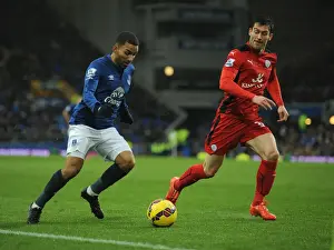 Everton V Leicester City - Goodison Park Prints: Thrilling Action: Everton's Aaron Lennon vs Leicester City at Goodison Park