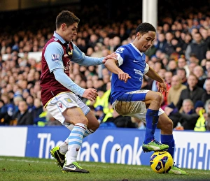 Everton 3 V Aston Villa 3 : Goodison Park : 02-02-2013 Prints: Thrilling Barclays Premier League Draw: Pienaar vs Westwood at Goodison Park - Everton 3-3 Aston Villa