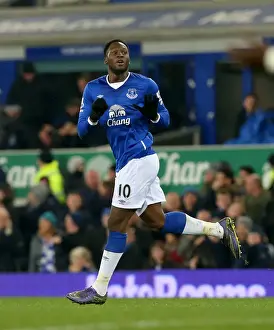 Football Soccer Full Length Prints: Thrilling First Goal: Romelu Lukaku Ignites Everton's Victory Against Crystal Palace (Premier League)