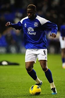 Images Dated 11th January 2012: Thrilling Saha Strike: Everton's Victory Over Tottenham Hotspur in the Premier League