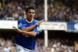Everton 2 Newcastle 0 07-05-05 Collection: Tim Cahill celebrates scoring Evertons second