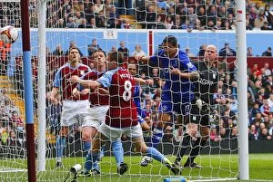 Images Dated 12th April 2009: Tim Cahill Scores Everton's Second Goal Against Aston Villa (12/4/09)