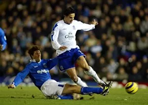 Birmingham 0 Everton 1 Collection: Tim Cahill is tackled