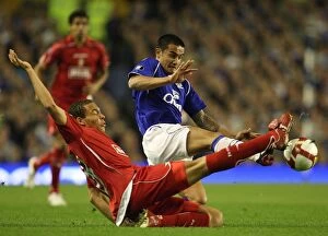 Everton v Standard Liege Collection: Tim Cahill vs Axel Witsel: A Battle at Goodison Park - Everton vs Standard Liege