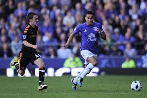 Images Dated 22nd May 2011: Tim Cahill vs. Josh McEachran: A Battle at Goodison Park - Everton vs