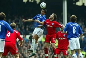 Images Dated 27th May 2005: Tim Cahill wins a header