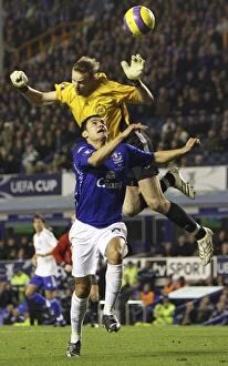 Everton v Zenit St. Petersburg Collection: Tim Cahill's Battle: Everton vs Zenit St. Petersburg in UEFA Cup Group Stage