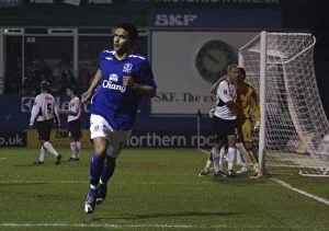 Luton Town v Everton Collection: Tim Cahill's Euphoric Goal Celebration: Everton's Triumph Over Luton Town in Carling Cup Fourth