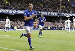 Images Dated 28th April 2012: Tim Cahill's Fourth Goal Blitz: A Memorable Night at Goodison Park vs Fulham (April 2012)